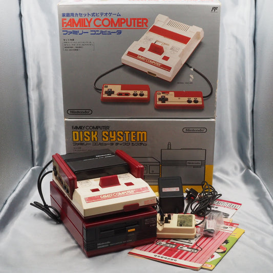 Nintendo Famicom & Disk System Console SET Boxed [New Rubber Belt Replaced]