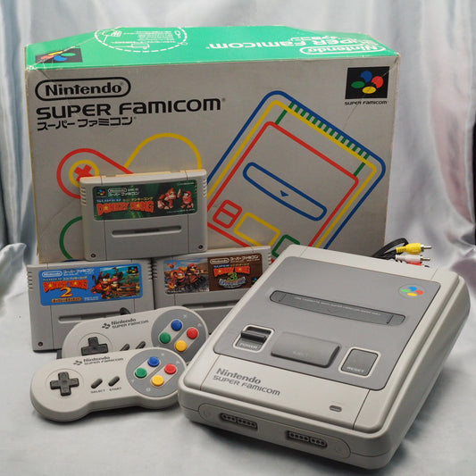 Nintendo Super Famicom Console system Boxed + Donkey Kong Games SET