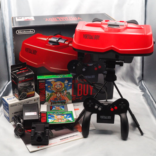 VIRTUAL BOY Nintendo 3D Display Game System Boxed + Accessories + Mario TENNIS