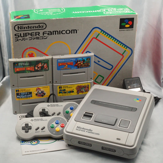 Nintendo Super Famicom Console system Boxed + 4 Games SET