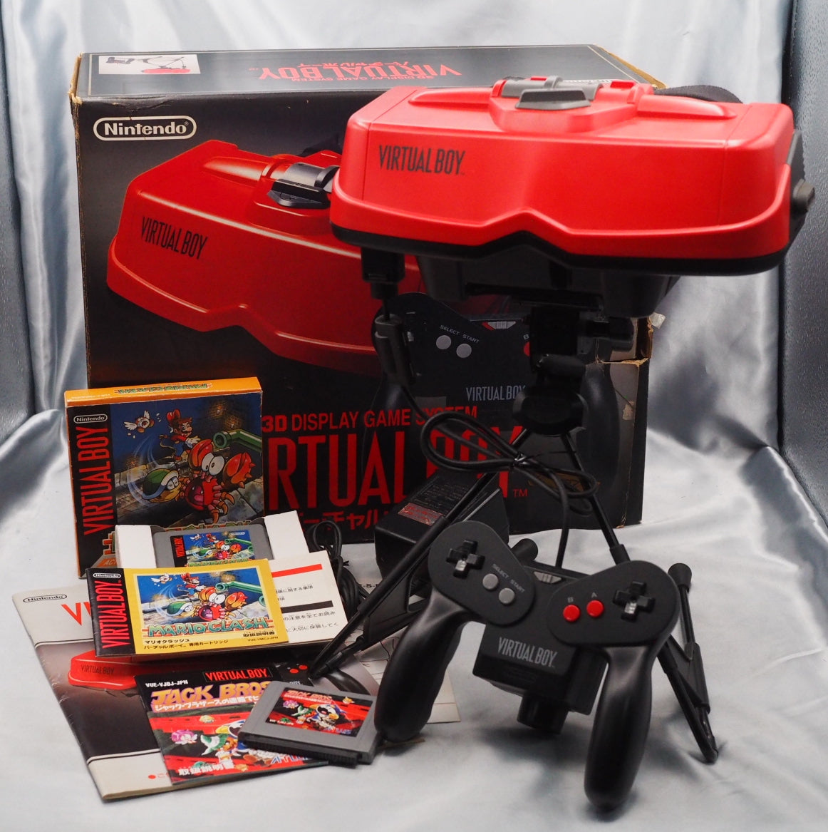 VIRTUAL BOY Nintendo 3D Display Game System Boxed + Mario Clash + TACK BROS SET