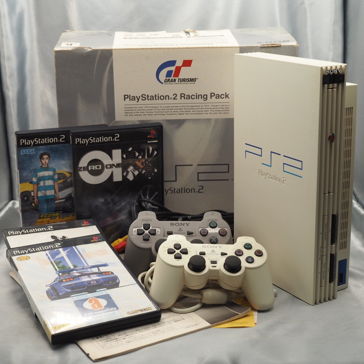 PS2 RACING Console system SCPH-55000GT Boxed [white] [NTSC-J] + 4 Racing Games SET