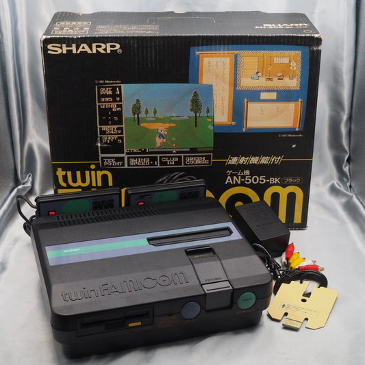 Twin Famicom AN-505-BK [New Rubber Belt replaced] Boxed