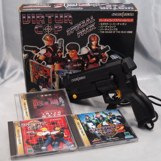 Sega Saturn VIRTUA COP SPECIAL PACK Gun Controller + 3 Games Boxed