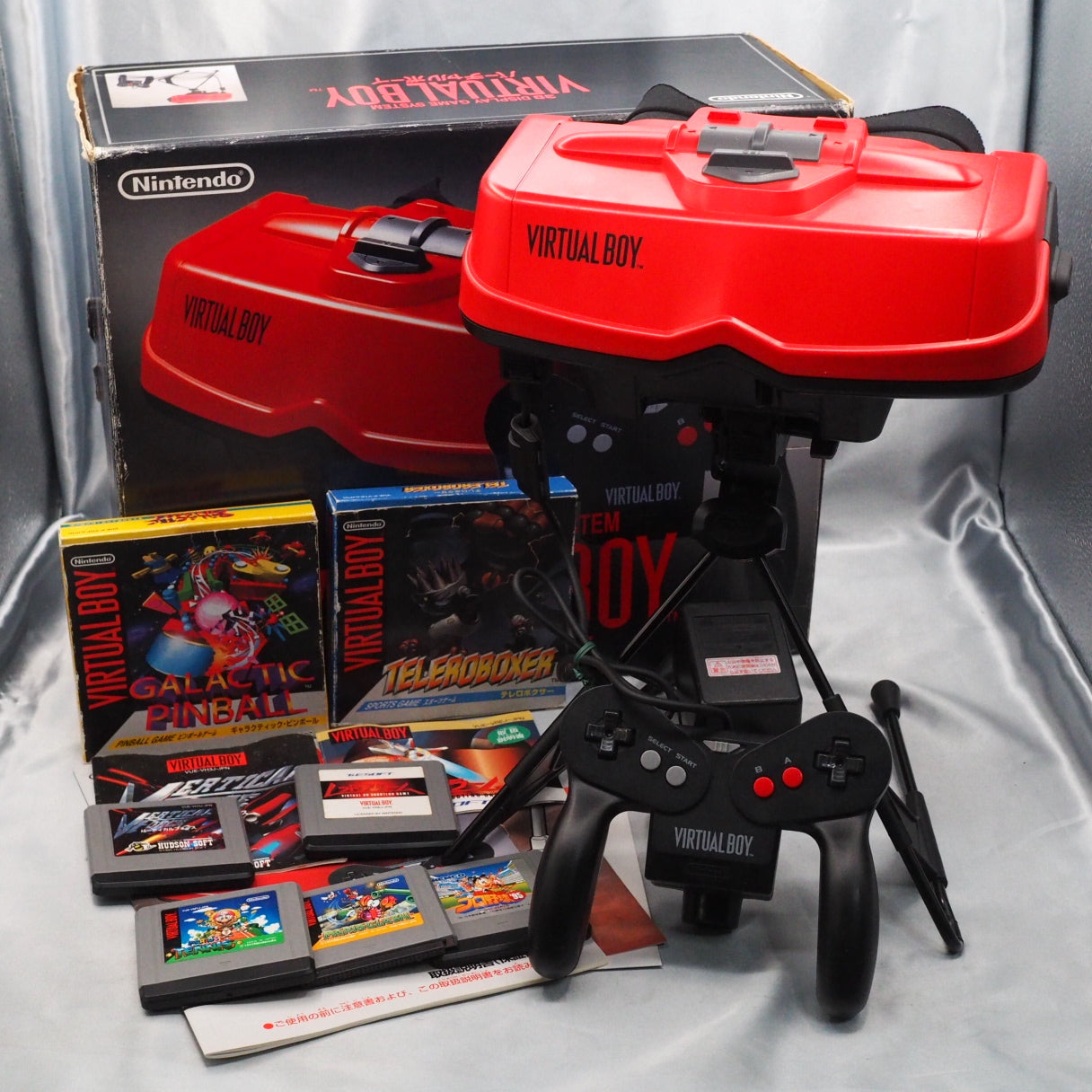 VIRTUAL BOY Nintendo 3D Display Game System Boxed + 7 Games SET