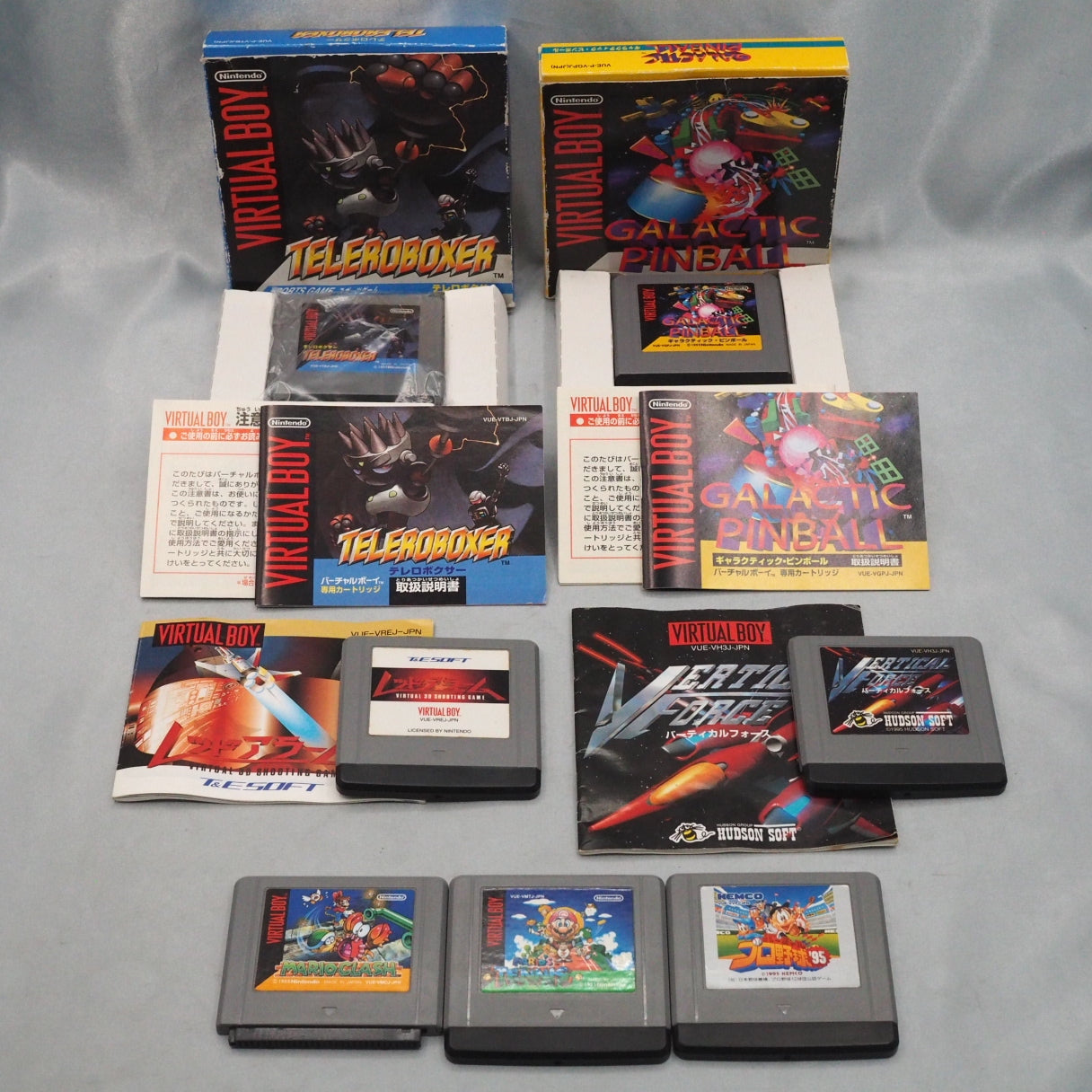 VIRTUAL BOY Nintendo 3D Display Game System Boxed + 7 Games SET