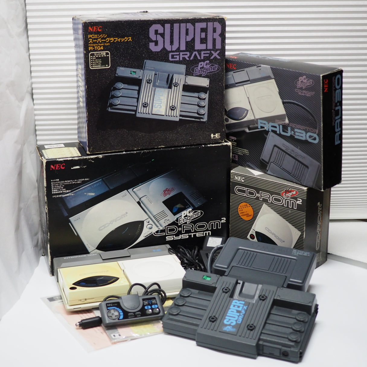 PC Engine INTERFACE UNIT IFU-30 + CD-ROM2 + SUPER GRAFX + RAU-30 Boxed SET