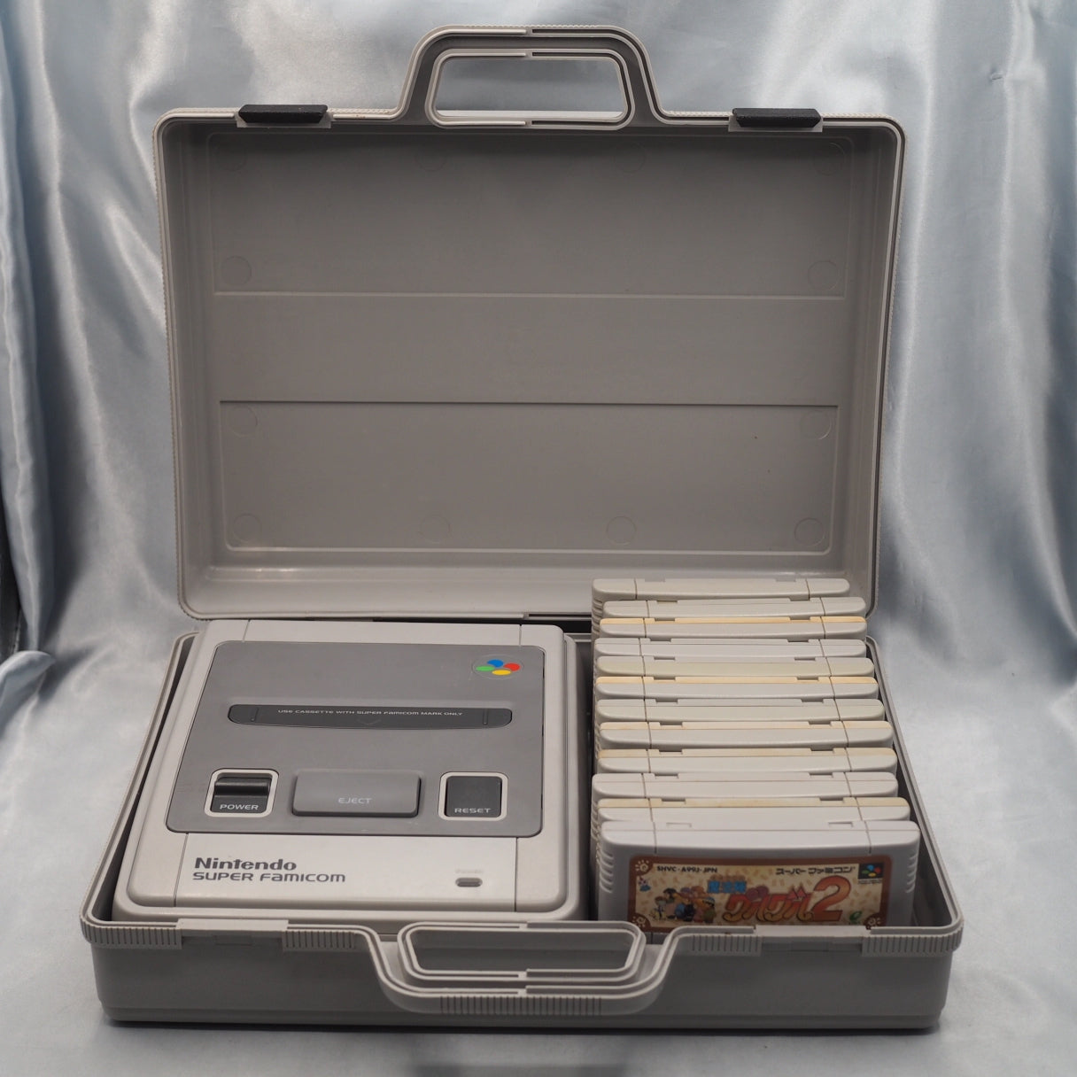 Nintendo Super Famicom Console system + 12 Games + Carrying Case SET