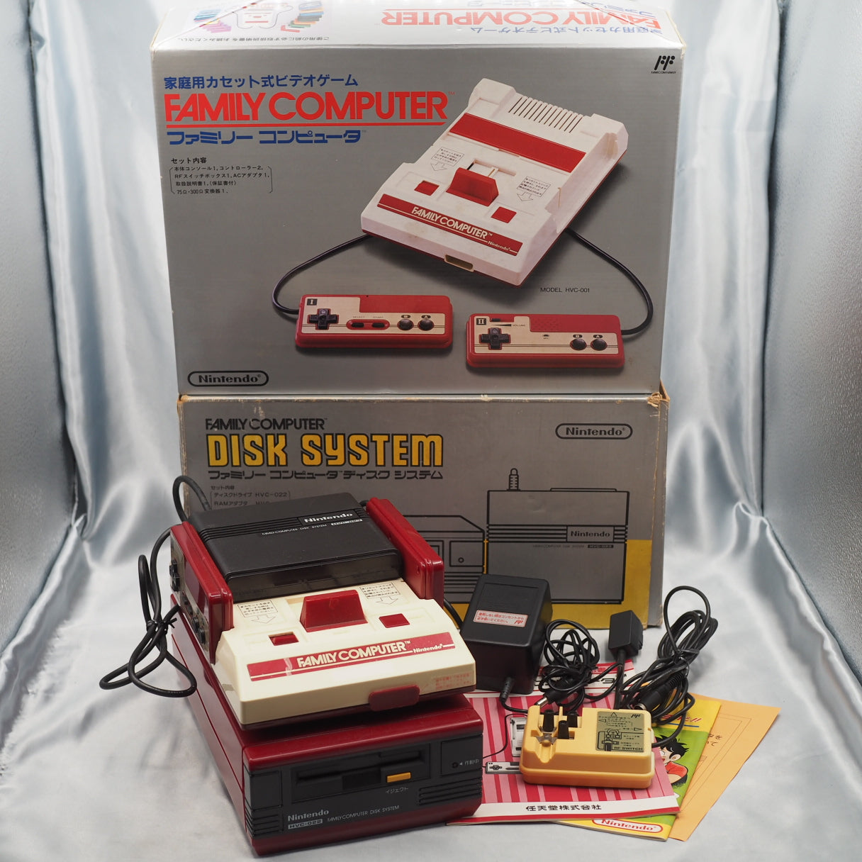 Nintendo Famicom & Disk System Console system SET Boxed [New Rubber Belt Replaced]