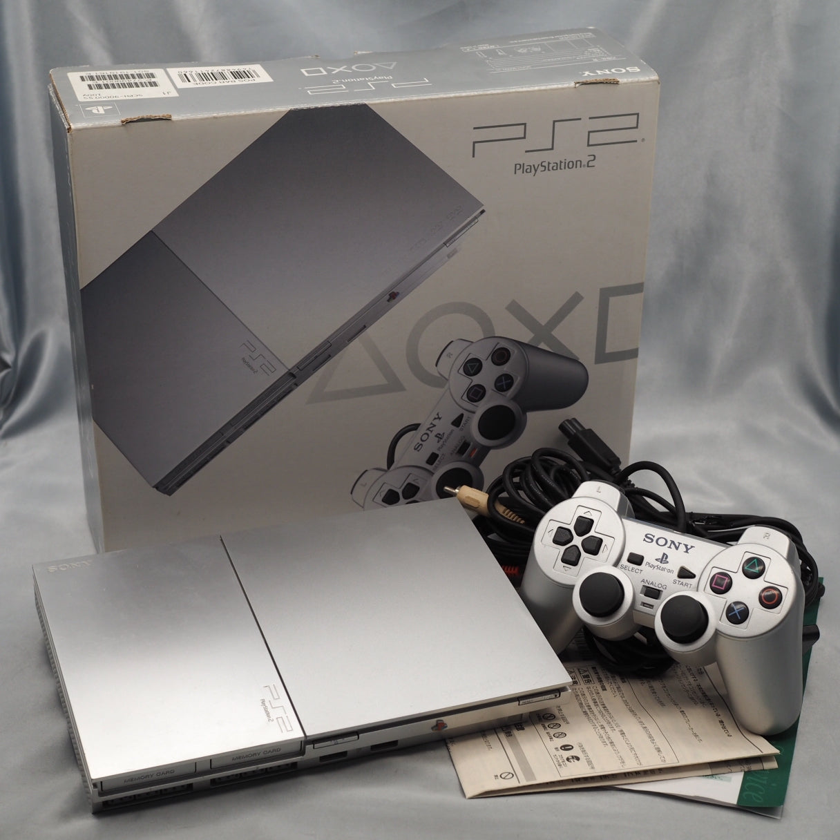 PS2 Slim Console system SCPH-90000 Satin Silver Boxed [NTSC-J]