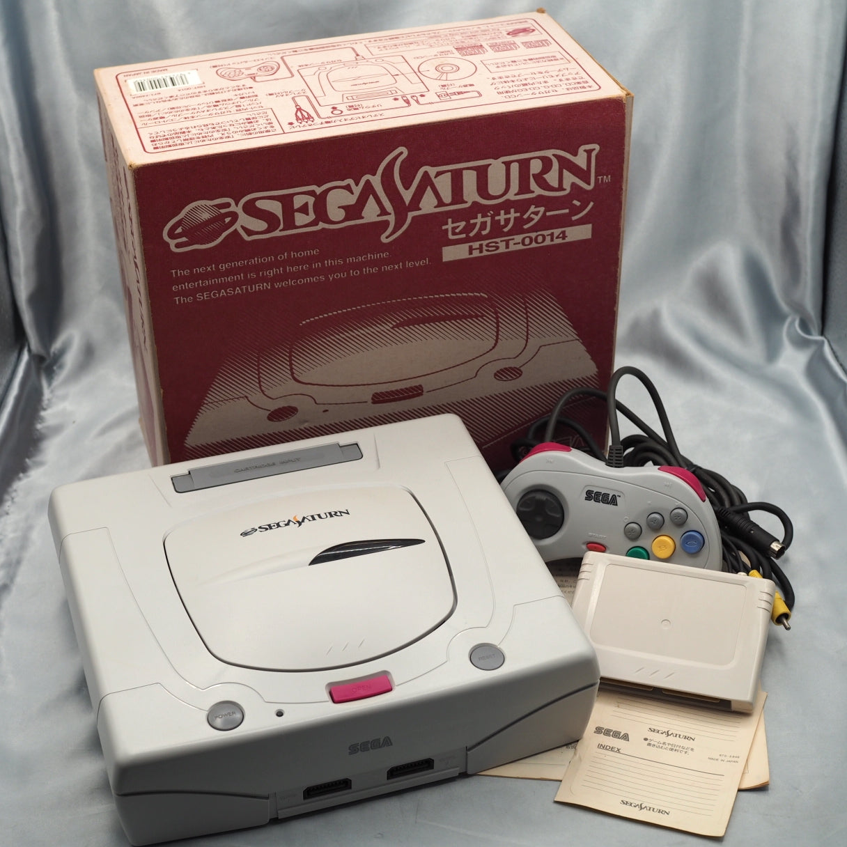 SEGA SATURN Console system HST-3220 White Boxed + Memory cartridge[NTSC-J]