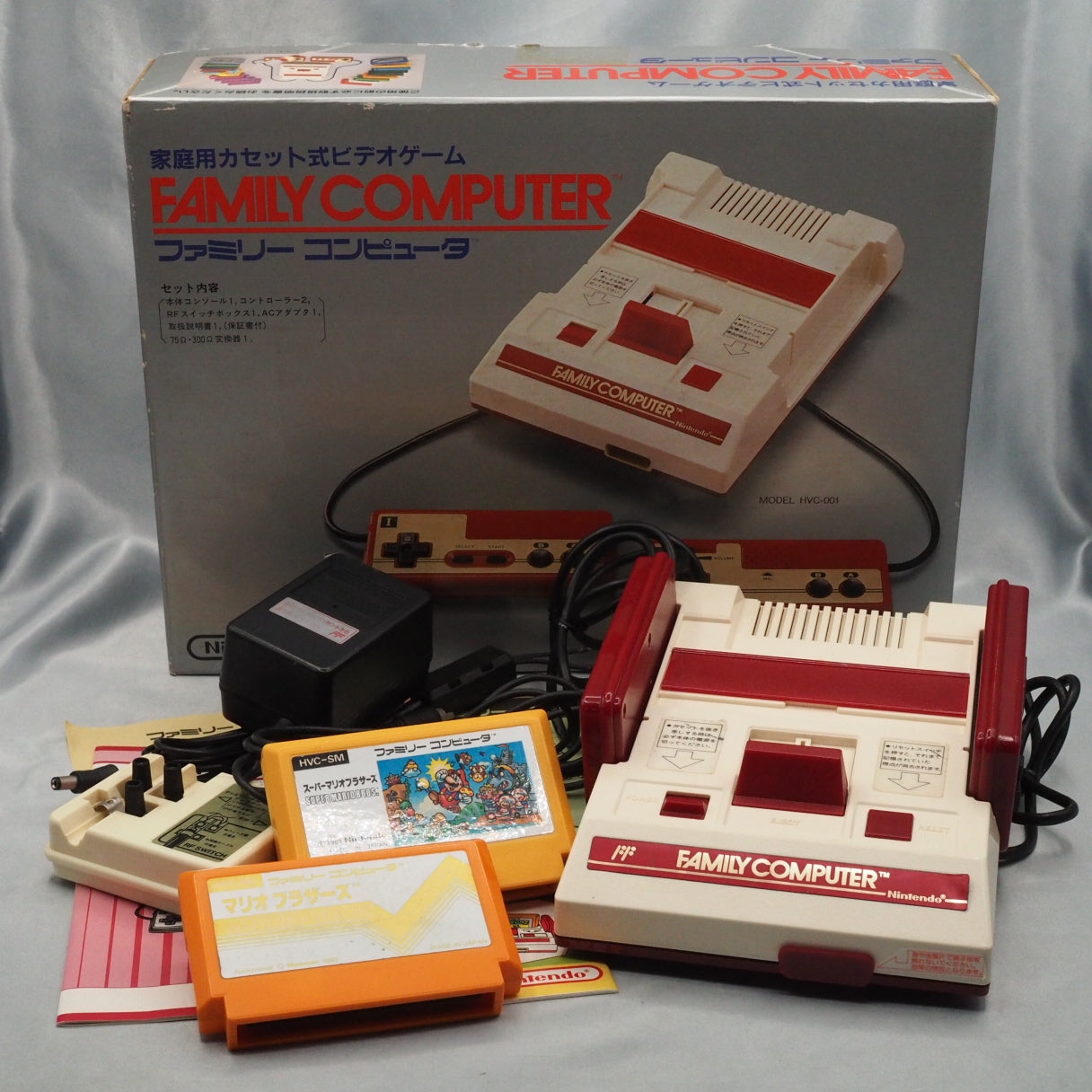 Nintendo Famicom Console System Boxed HVC-001 [Serial number match] + Mario Bros +Super Mario Bros SET