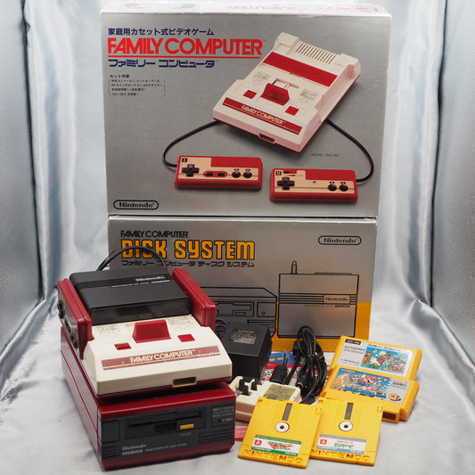 Nintendo Famicom + Disk System + 4 Games SET [Boxed]