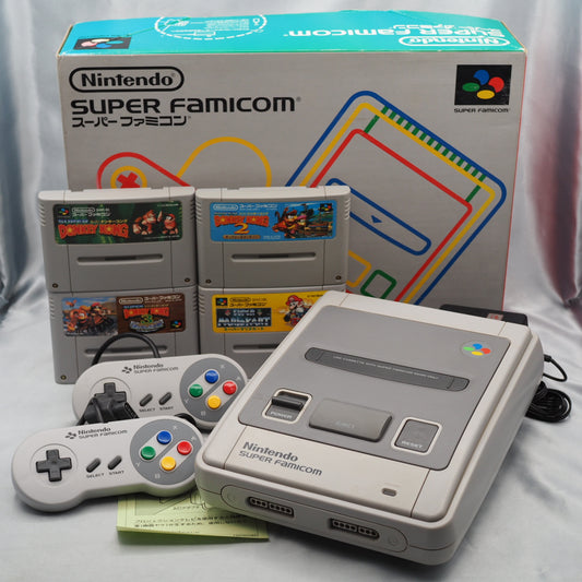 Nintendo Super Famicom Console system Boxed + 4 Games SET