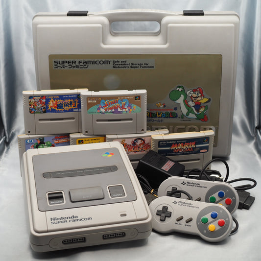 Nintendo Super Famicom Console system + 6 Games + Carrying Case SET